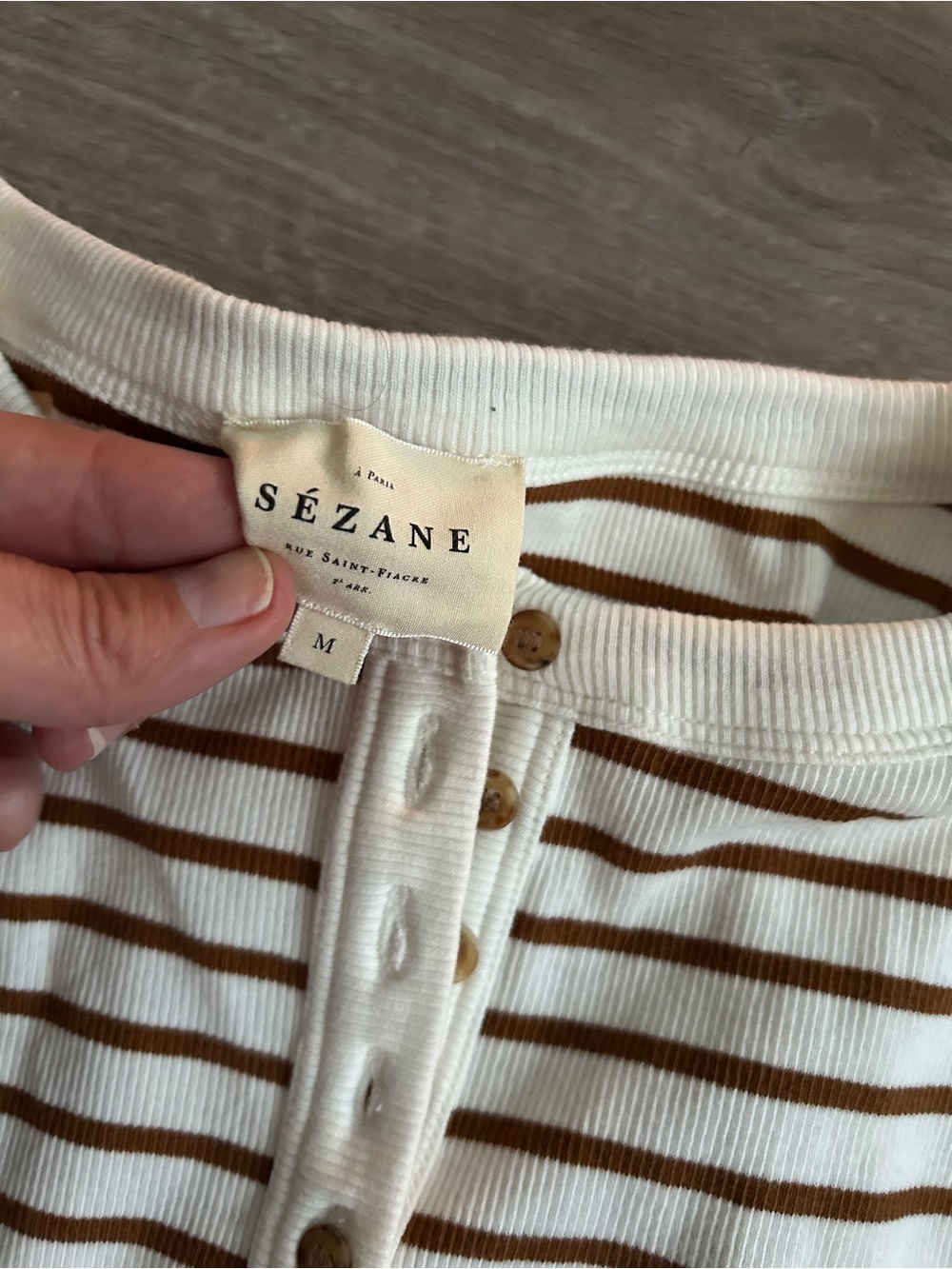 Sezane Felicien Top - Camel w/ White Stripes - Picture 5 of 6